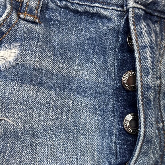American Eagle Jean Shorts 4 Womens Blue Cut Off Vistage Festival High Rise - Picture 8 of 8
